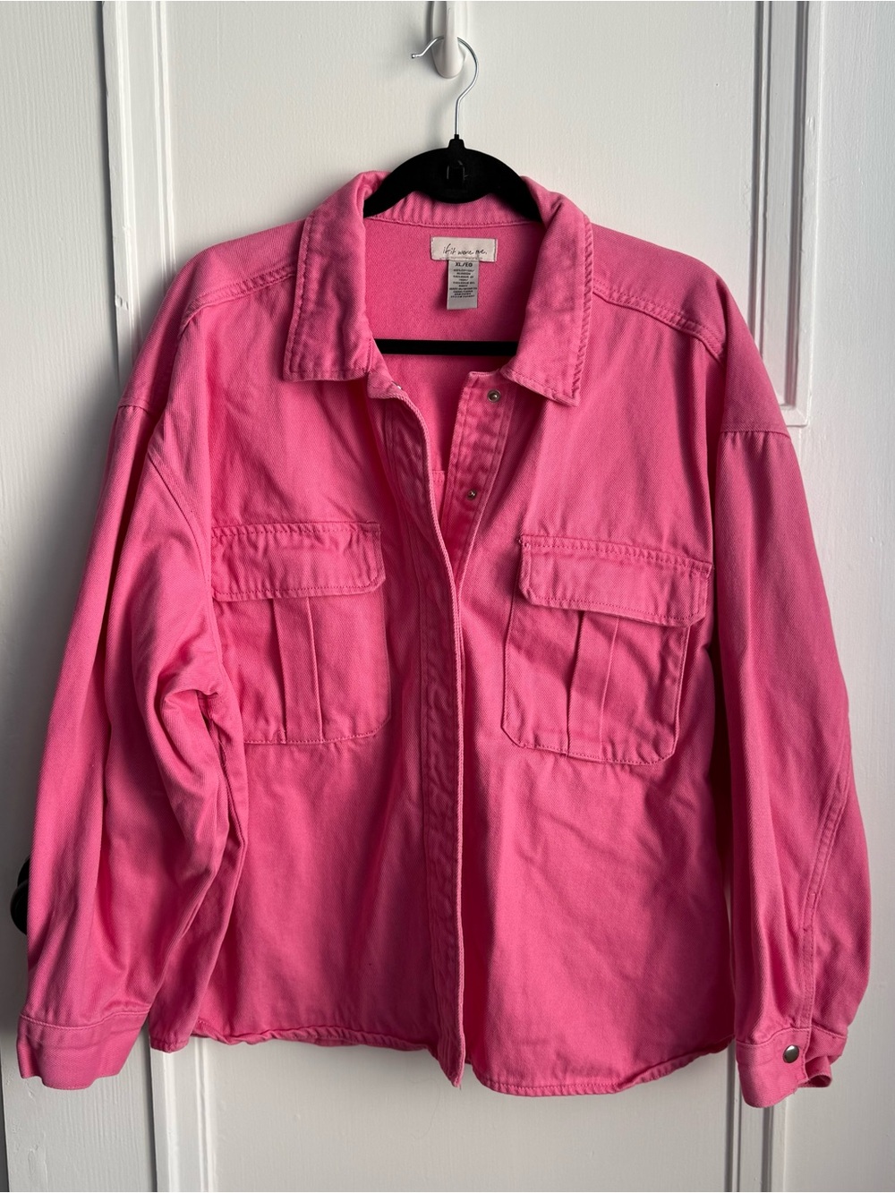 100% cotton pink shacket